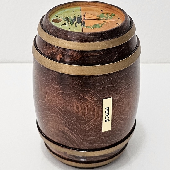 PERCE Wooden Barrell with Sail Boat Coin Piggy Bank - Picture 12 of 16